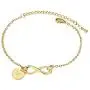 Personalized Infinity Bracelet with Initials 18K Gold Plated Letter Bracelet for Women Girls Dainty Cute Coin Charm Bracelet Disc Name Bridesmaid Bracelet