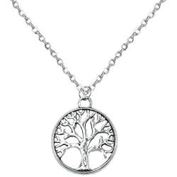 Silver Tree of Life Family Tree Pendant Necklace Fashion Jewelry Christmas Birthday Gifts for Women Girls Family Gifts for Mom Grandma Teen Best Friend Teacher