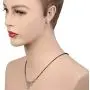 Hathkaam 20'' American Diamond Mangalsutra for Women Bollywood Wedding Style Traditional Rhodium Plated Pendant Earring Necklace Set in Black Crystal Beaded Chain with Free Floral Hair Clip HKMS001