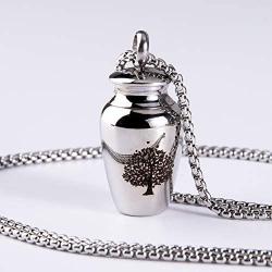 Fanery Sue Personalized Cremation Urn Necklace for Human/Pet Ashes Customizable Engraved Keepsake Memorial Jewelry