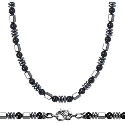 WESTMIAJW 6mm Mens Hematite Beads Beaded Necklaces Chain Natural Gemstone Healing Crystals Jewelry 50/60cm