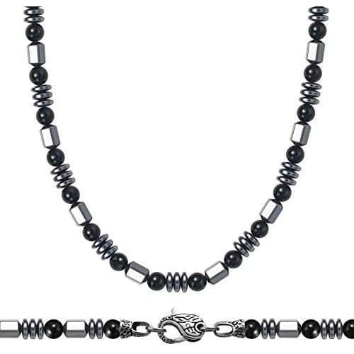 WESTMIAJW 6mm Mens Hematite Beads Beaded Necklaces Chain Natural Gemstone Healing Crystals Jewelry 50/60cm