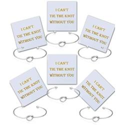 I Cant Tie The Knot Without You Bridesmaid Gift Cards Bridesmaid Bracelets Silver Tone- Set of 4,5,6