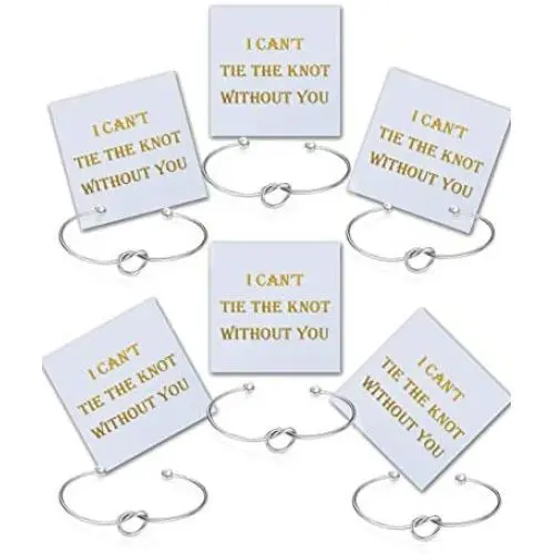 I Cant Tie The Knot Without You Bridesmaid Gift Cards Bridesmaid Bracelets Silver Tone- Set of 4,5,6 I Cant Tie The Knot Without You Bridesmaid Gift Cards Bridesmaid Bracelets Silver Tone- Set of 4,5,6