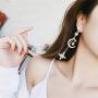 GIMEFIVE Asymmetrical Vintage Opal Sun and Moon Planet Earrings Bohemian Tassel Design Drop Earring with Clear Crystal for Woman Girls