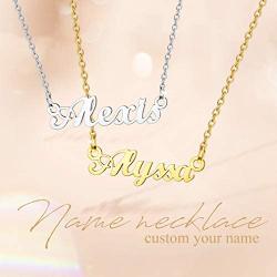 Custom4U Name Plated Necklace 18K Gold Plated Stainless Steel - Personalized Name Pendant - Name Gift Bridesmaid Birthday Jewelry Gift for Girls Women