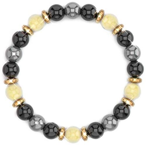 Citrine Crystal Hematite Feng Shui Black Obsidian Wealth Bracelet. Citrine Crystal Beaded Bracelets for Women and Men. 100% Wealth Generator and Lucky Money Attraction, Prosperity, Goals Manifestation, Citrine Good Luck Feng Shui Bracelet for Men and Wome