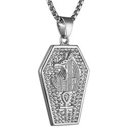 AsAlways Men and Women Egyptian Jewelry God Anubis Pyramid Pharaoh Queen Ankh Cross Pendant 18K Gold Plated Inlay CZ Necklace