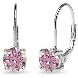 Sterling Silver Round-cut Leverback Earrings Made with Swarovski Zirconia