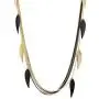 COOLSTEELANDBEYOND Black Gold Statement Necklace Multi-Strand Long Chain with Leaf Charms Pendant, Party Event Dress COOLSTEELANDBEYOND Black Gold Statement Necklace Multi-Strand Long Chain with Leaf Charms Pendant, Party Event Dress