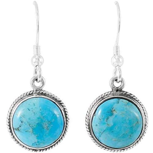 Turquoise Earrings 925 Sterling Silver & Genuine Turquoise (Choose Color)