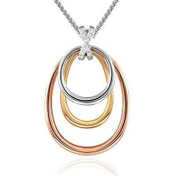 GEORGE · SMITH Triple Rings Circle Pendant Necklace Personalized Family Friendship Love Neckalces, Jewelry Gift for Women Girls