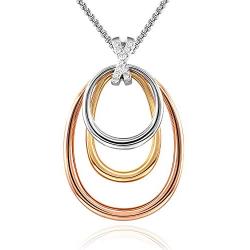 GEORGE · SMITH Triple Rings Circle Pendant Necklace Personalized Family Friendship Love Neckalces, Jewelry Gift for Women Girls