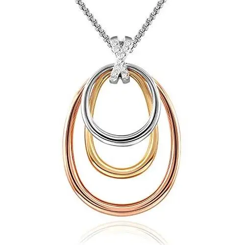 GEORGE · SMITH Triple Rings Circle Pendant Necklace Personalized Family Friendship Love Neckalces, Jewelry Gift for Women Girls GEORGE · SMITH Triple Rings Circle Pendant Necklace Personalized Family Friendship Love Neckalces, Jewelry Gift for Women Girls