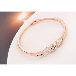 Crystalline Azuria White Crystals from Swarovski Bangle Bracelet 18 ct Rose Gold Plated 7.10'' for Women