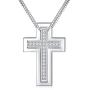 SOULMEET Matching Cross Sterling Silver Couple Necklace with Diamond Cut Round Cubic Zirconia Always Be with You Cross Faith Jewelry Gift Idea