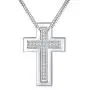 SOULMEET Matching Cross Sterling Silver Couple Necklace with Diamond Cut Round Cubic Zirconia Always Be with You Cross Faith Jewelry Gift Idea