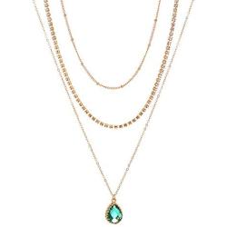 Eseres Girls Layered Necklace Teardrop Pendant Rhinestone Chokers