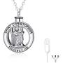 LUHE Saint Christopher Protect Us Necklace,Urn Necklace for Ashes,925 Sterling Silver Religious Engraved Medallion Pendant Necklace Jewelry