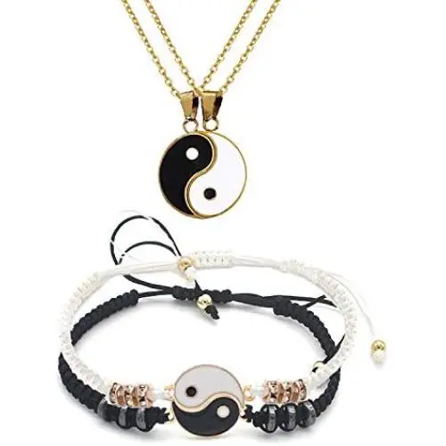choice of all 4PCS Couples Necklace Bracelets for Him and Her Yin Yang Couples Necklace Leather Braclets Couple Jewelry Gift choice of all 4PCS Couples Necklace Bracelets for Him and Her Yin Yang Couples Necklace Leather Braclets Couple Jewelry Gift