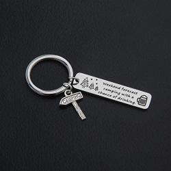 KUIYAI Weekend Forecast Camping with a Chance of Drinking Keychain Camper Key Ring