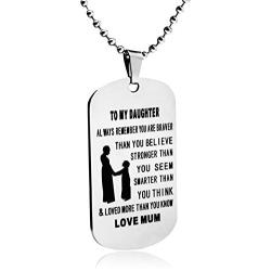 LITTONE Dad Mum to Son Inspirational Mens Jewelry Dogtag Pendant Necklace Military Stainless Steel Dog tag Love Boy Girl Gifts