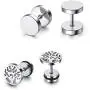 JOVIVI 8 Pairs Mixed Style Punk Skull/Plugs Taper/Cross Huggie Hoop Stainless Steel Screw Stud Earrings Set for Mens Womens Goth Jewelry JOVIVI 8 Pairs Mixed Style Punk Skull/Plugs Taper/Cross Huggie Hoop Stainless Steel Screw Stud Earrings Set for Mens Womens Goth Jewelry