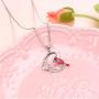 925 Sterling Silver Engrave Always in My Heart Angel Red Bird Cardinal Pendant Necklace and Ring Sympathy Gift for Women Girls