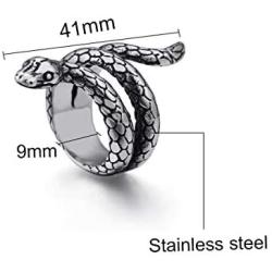 Nanafast Vintage Snake Ring Stainless Steel Snake Finger Ring Personalized Punk Animal Snake Jewelry for Women Men Size 7-12