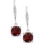 Gem Stone King 925 Sterling Silver Red Garnet and White Diamond Earrings, Cushion Cut Gemstone Birthstone 3.71 Cttw