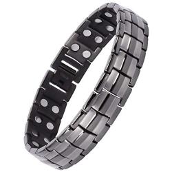Titanium Magnetic Bracelet,Magnetic Therapy Titanium Magnetic Bracelet for Pain Relief Magnetic Bracelet Men (Gunmetal Gray)