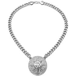 GWOOD 5 Percenter 7 Star Silver Color Pendant with 18 Inch Cuban Necklace