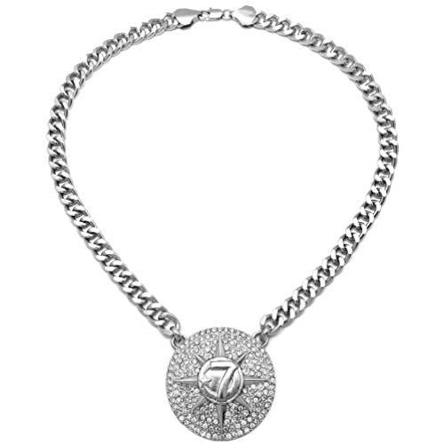 GWOOD 5 Percenter 7 Star Silver Color Pendant with 18 Inch Cuban Necklace