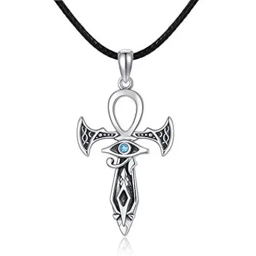 YAFEINI Sterling Silver Ankh Necklace Eye of Horus Cross Necklace Ancient Egyptian Symbol of Protection Jewelry Gifts for Men Women YAFEINI Sterling Silver Ankh Necklace Eye of Horus Cross Necklace Ancient Egyptian Symbol of Protection Jewelry Gifts for Men Women