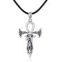 YAFEINI Sterling Silver Ankh Necklace Eye of Horus Cross Necklace Ancient Egyptian Symbol of Protection Jewelry Gifts for Men Women