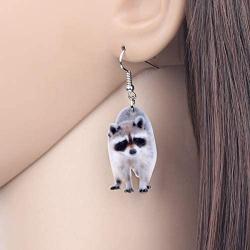 NEWEI Acrylic Raccoon Ringtail Earrings Drop Dangle Sweet Wild Animal Jewelry For Women Girl Charms