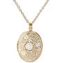 Vintage Engraved Flower Photo Locket Picture Pendant Necklace Gold Carved Heart Shaped Pattern Memorial Jewelry for Women