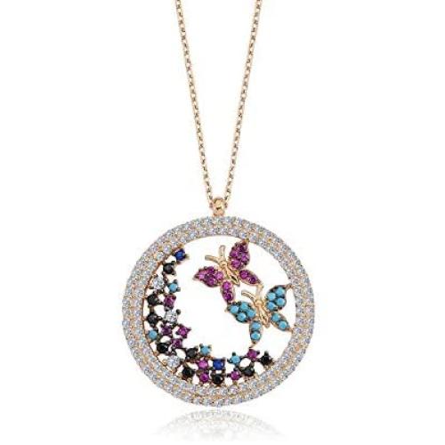 ENZOMAR Butterfly Necklaces for Women - Dainty Necklace For Women, Layered Gold Necklaces For Women, Mom Necklace, Mothers Day Jewelry, Girlfriend Birthday, Necklaces For Women, Fashion Jewelry, Pendant Necklace, Silver, Rose Gold Necklaces For Women