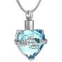 Crystal Inlay Cremation Jewelry for Ashes Stainless Steel Keepsake Memorial Pendant Engraved Always Mind Forever in My Heart Urn Necklace
