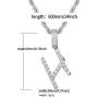 TRIPOD JEWELRY Iced Out Pendant Initial Letter Pendant Necklace for Women, White Gold Plated Custom Pendant with Rope Chain A To Z