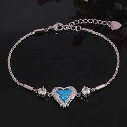 CiNily Opal Heart Bracelet for Women Girls 18K Gold Plated Adjustable Bracelets for Her