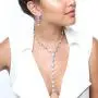 SP Sophia Collection Womens Jewelry Descending Y Oval Drop Necklace and Stud Post Dangle Earrings Set SP Sophia Collection Womens Jewelry Descending Y Oval Drop Necklace and Stud Post Dangle Earrings Set