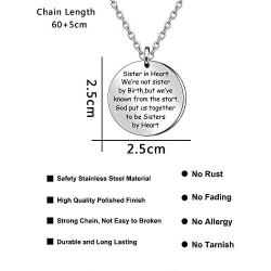 JQFEN Sister in Heart Necklaces,Sister Gifts, Sister Necklace, Sister Birthday Gifts, Friends Gifts,