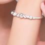 smallwoodi Bangle Bracelet, Hollow Bead Charm Bracelet Bangle Fashion Women Adjustable Party Womens 925 Sterling Similar Silver beads Jewelry Christmas Gift for Men for Women Silver