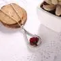 AILUOR Silver Pressed Rose Flower Teardrop Pendant Necklace, Creative Natural Real Dried Flower with Transparent Glass Surface Womens/Girls Fashion Necklace for Wedding Bridesmaid Jewelry