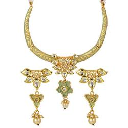 Efulgenz Indian Bollywood Traditional 14 K Gold Plated Kundan Pearl Wedding Choker Necklace Earrings Jewelry Set