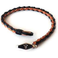FORGIVEN JEWELRY Braided Leather Cross Bracelet