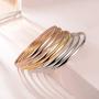Stainless Steel Tri-Color Silver/Gold/Rose Gold Bangle Bracelets Set for Women, Set of 7 Pieces, Size 9.00 Inches