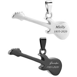 Memorial Jewelry Musical Instrument Cremation Necklace for Women&Men Guitar Urn Necklace for Ashes