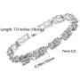 AMYJANE CZ Diamond Bracelets for Women - 18k White Gold Plated Sterling Silver Swarovski Crystal Cubic Zirconia Tennis Link Bracelet Wedding Bridal Jewelry Bridesmaids